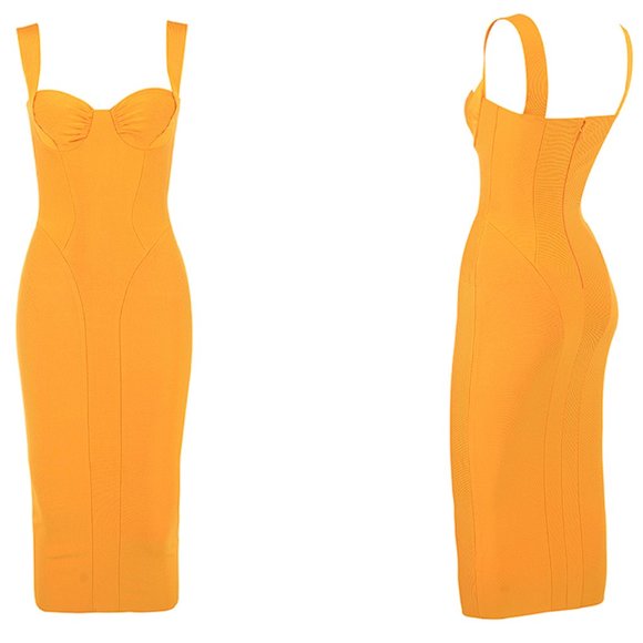 HOUSE OF CB 'Charlene' Tangerine Bandage Midi Dress NWOT - Picture 9 of 16